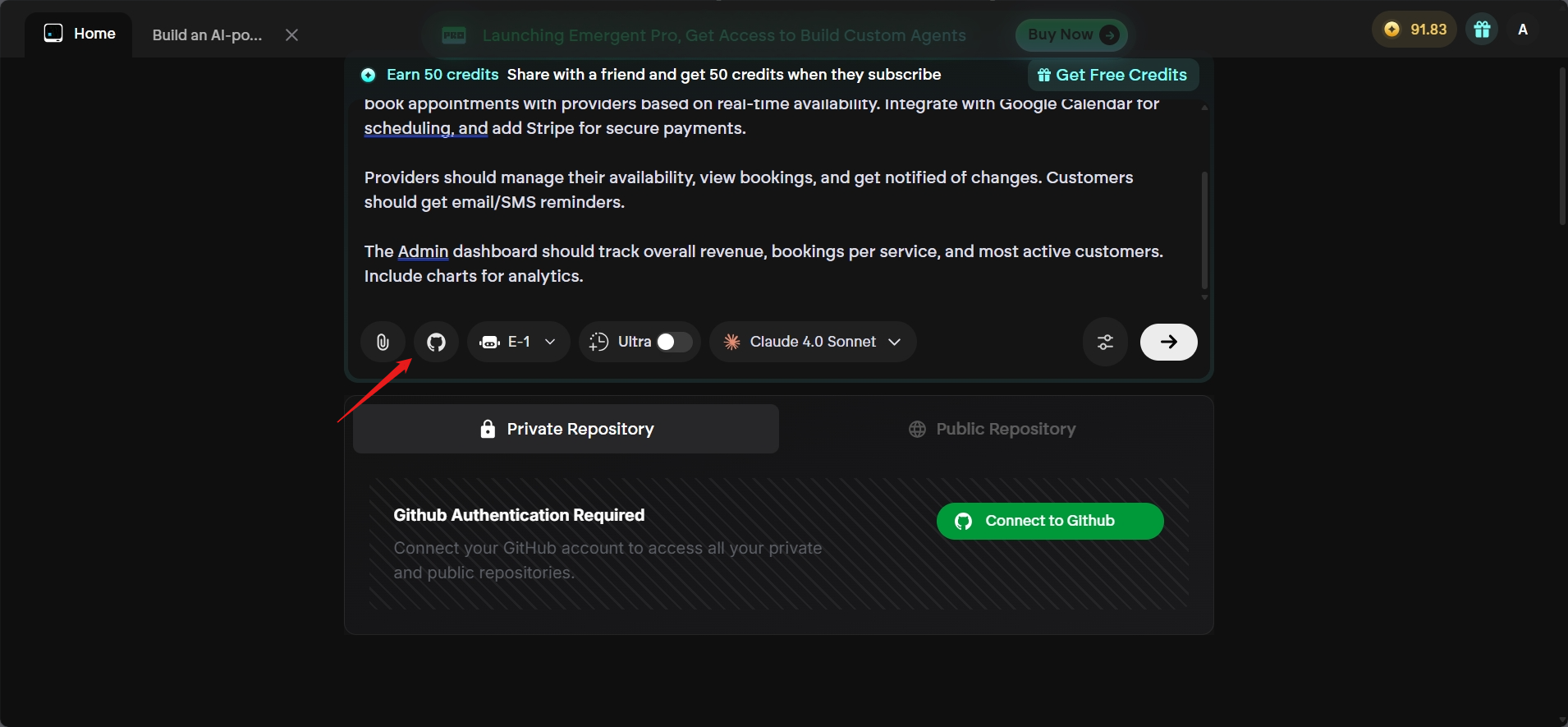 screenshot of GitHub button