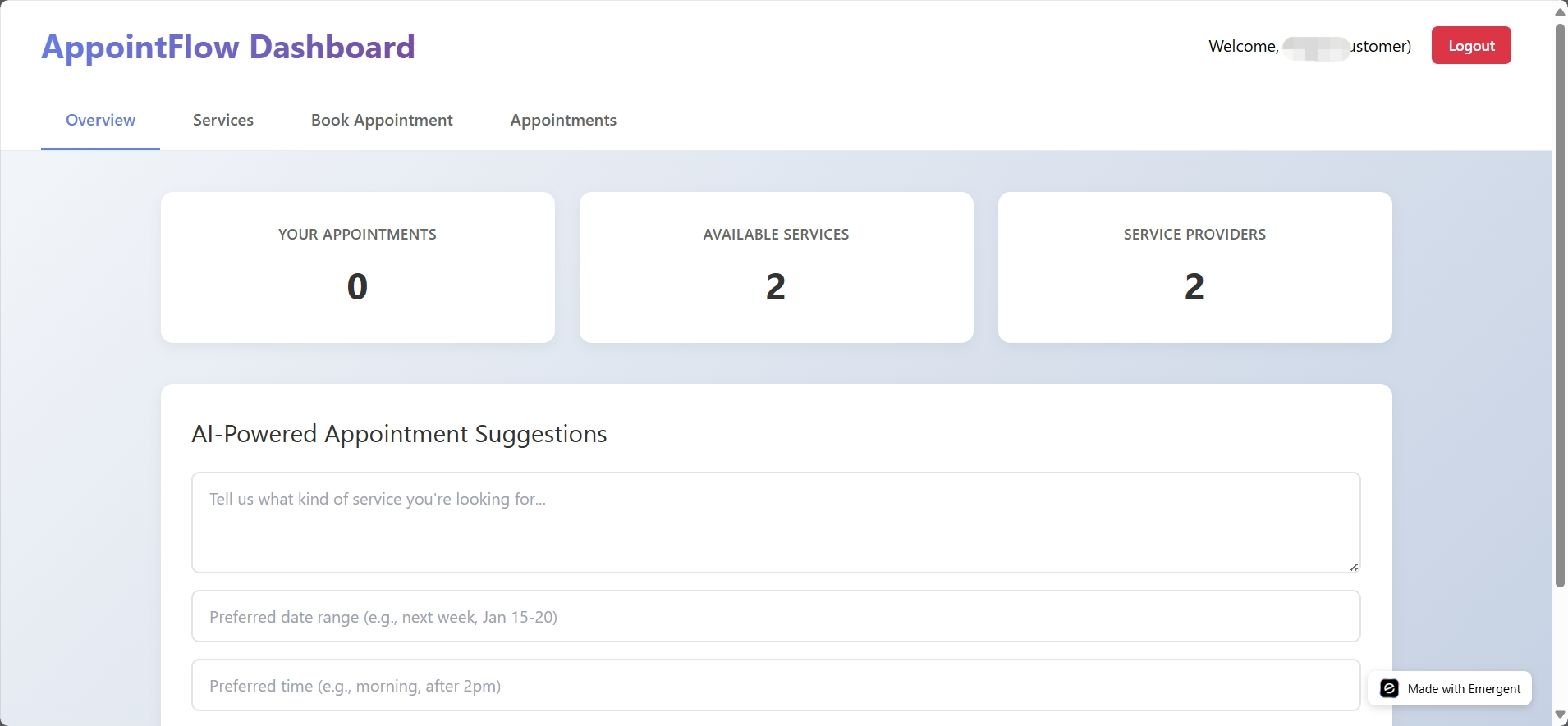 AppointFlow Dashboard Overview