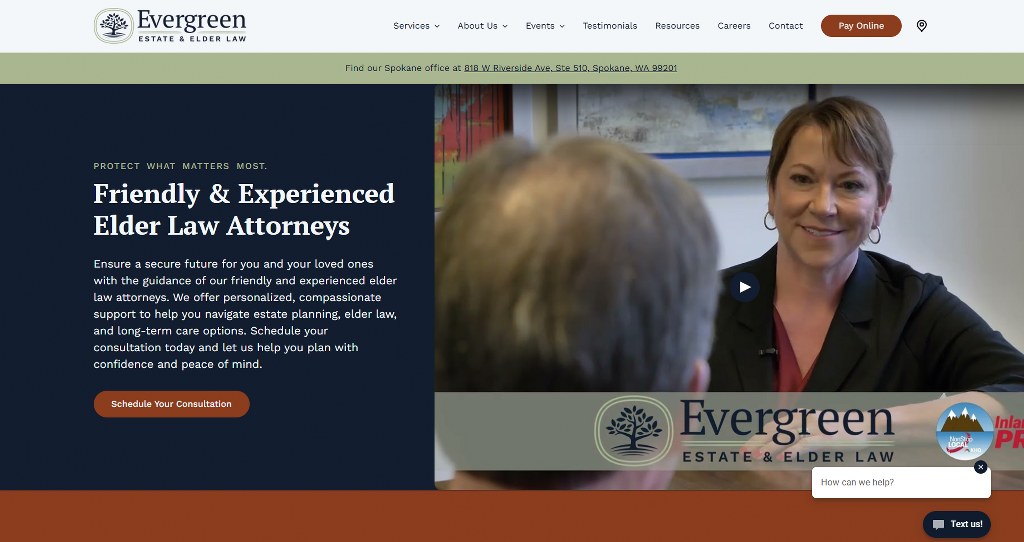 Evergreen Elder Law's website.
