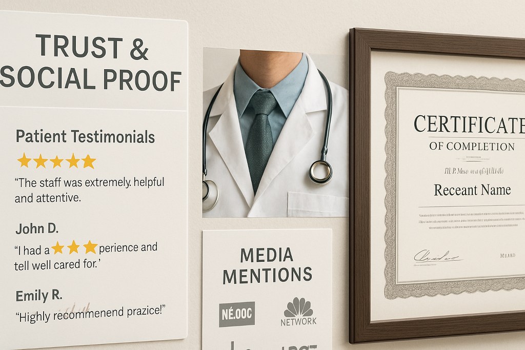 Example image of social proof helps to make a doctor brand look credible to visitors