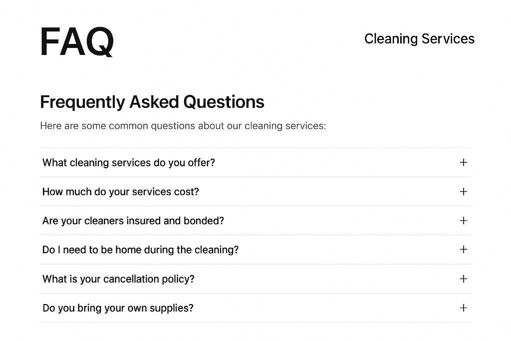 FAQ page for cleaning services.