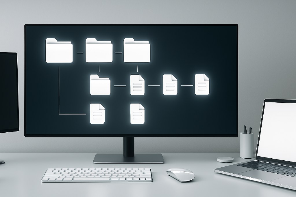 Folders and files on a computer.