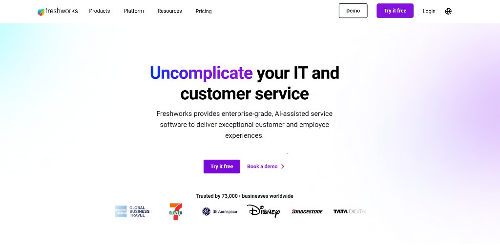 Freshworks website homepage.