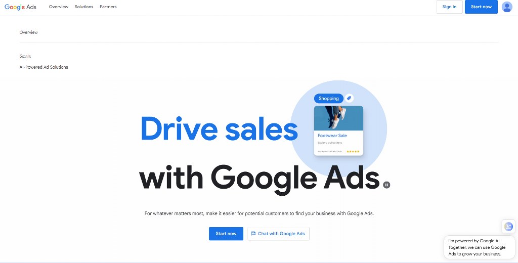 Google Ads website for monetizing ad space.