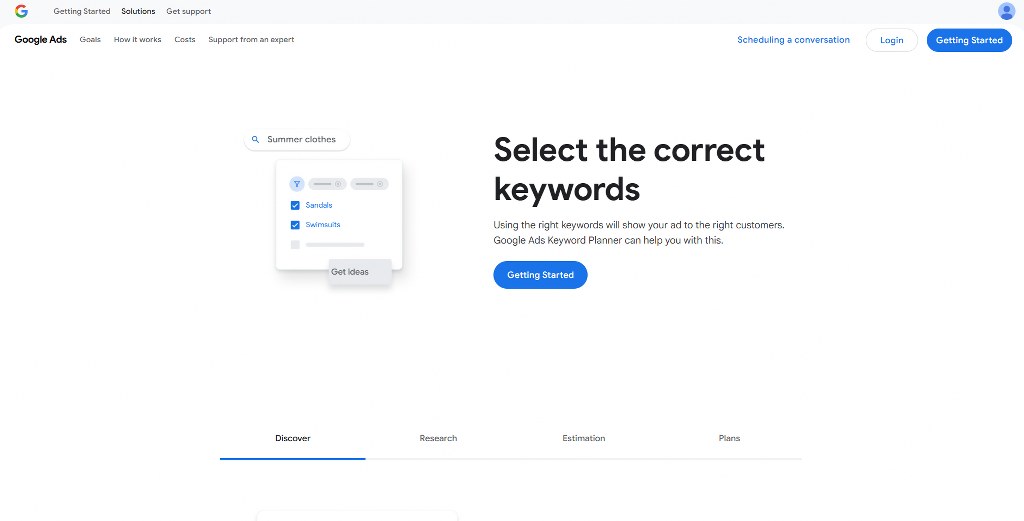 Google Keyword Planner website.