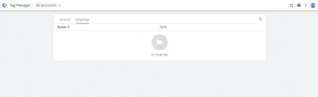 Google tags page.