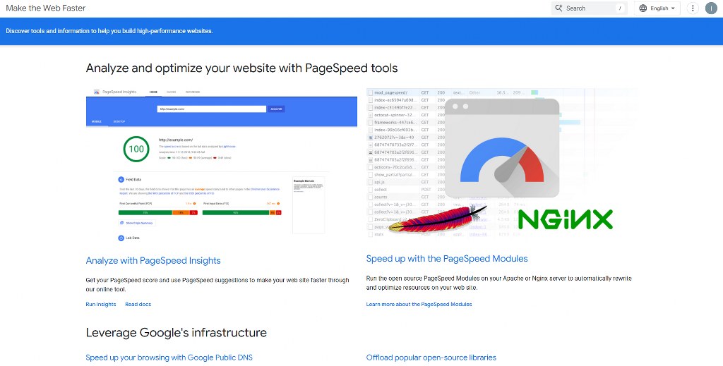 Google's PageSpeed tools website.