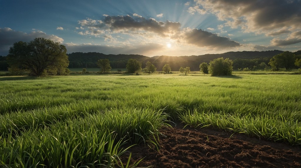 Grass farming in a field.