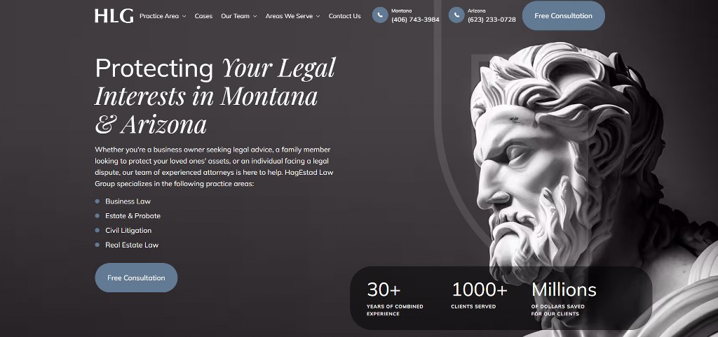 Hagestad Law Group's homepage.