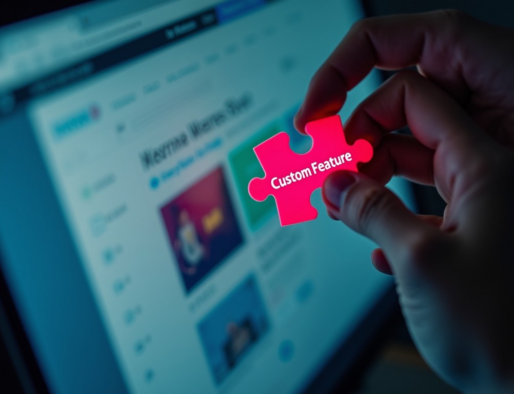 Hands try to fit a custom-shaped puzzle piece into a rigid template, symbolizing design limitations.