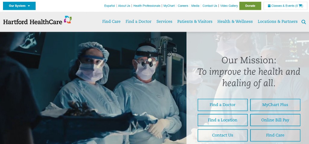 Homepage of Hartford HealthCare