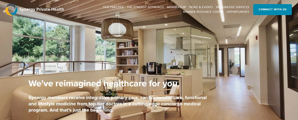 Homepage of Synergy Private Health