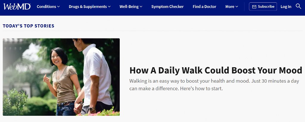 Homepage of WebMD