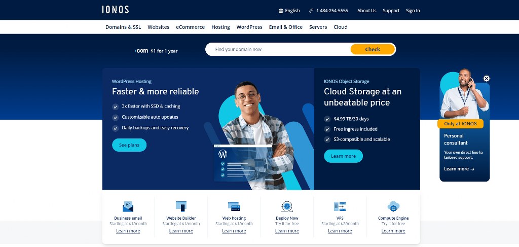 IONOS website homepage.