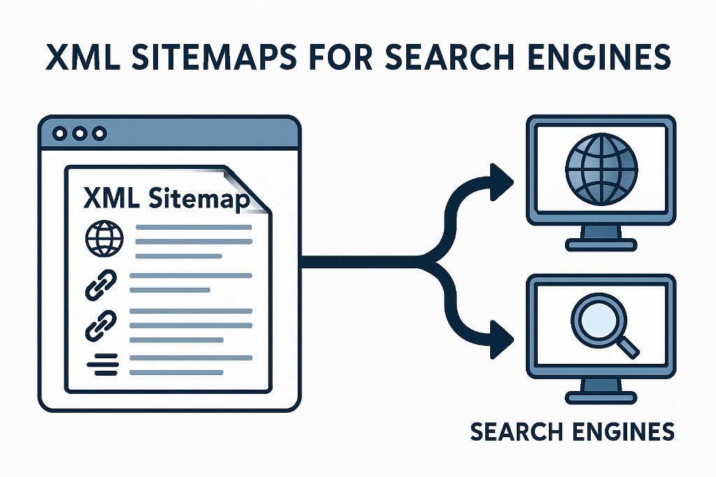 Illustration of XML sitemaps for search engines.