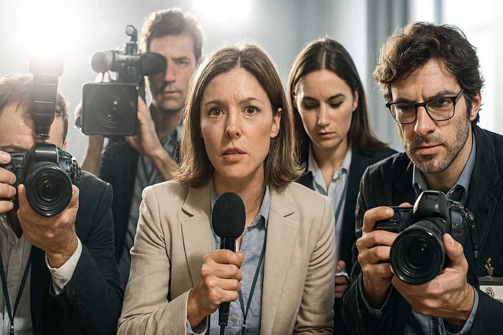 Journalists filming.
