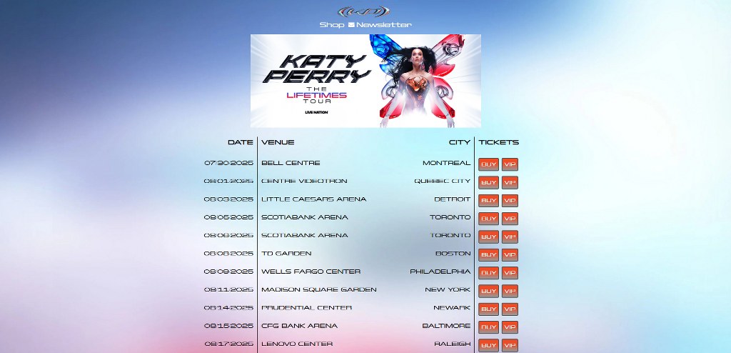 Katy Perry's website.