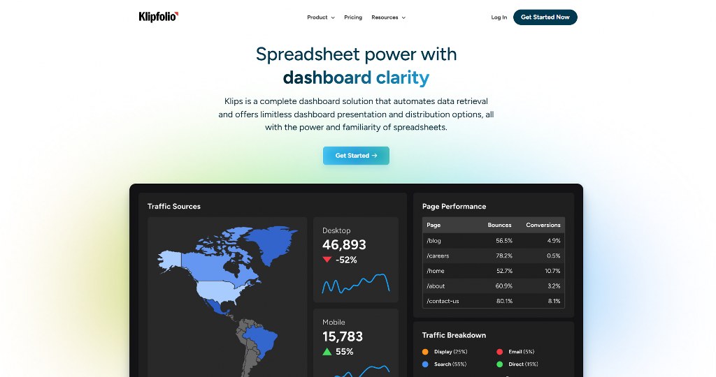 Klipfolio homepage.