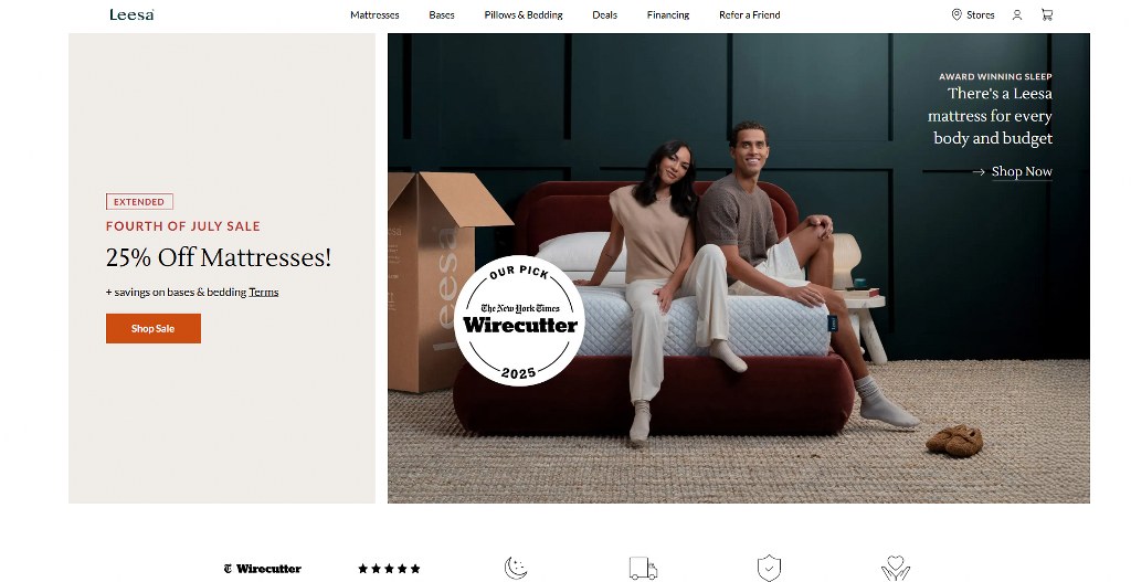 Leesa's website.