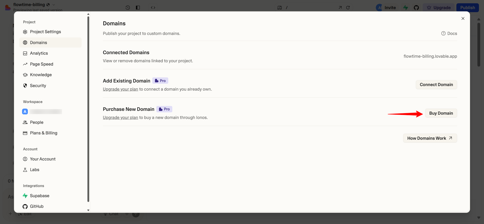 Buton „Buy Domains”