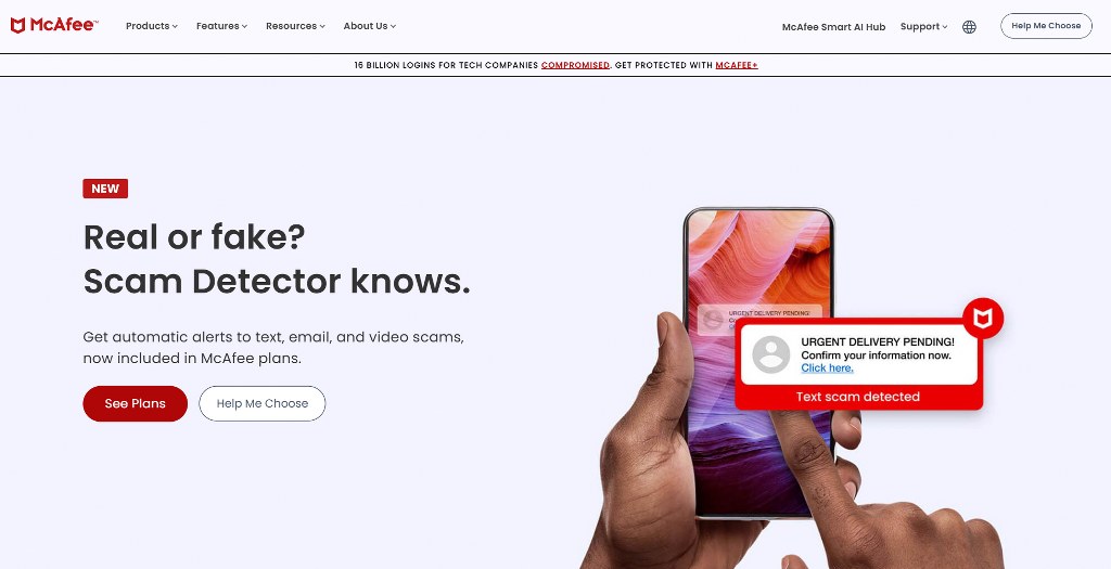 McAfee's website.