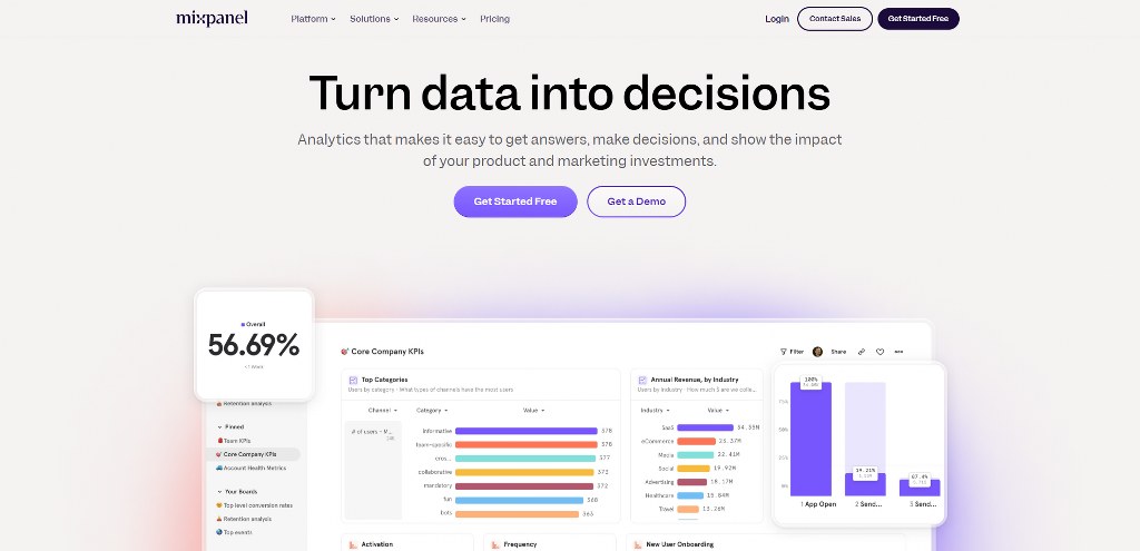 Mixpanel's website.