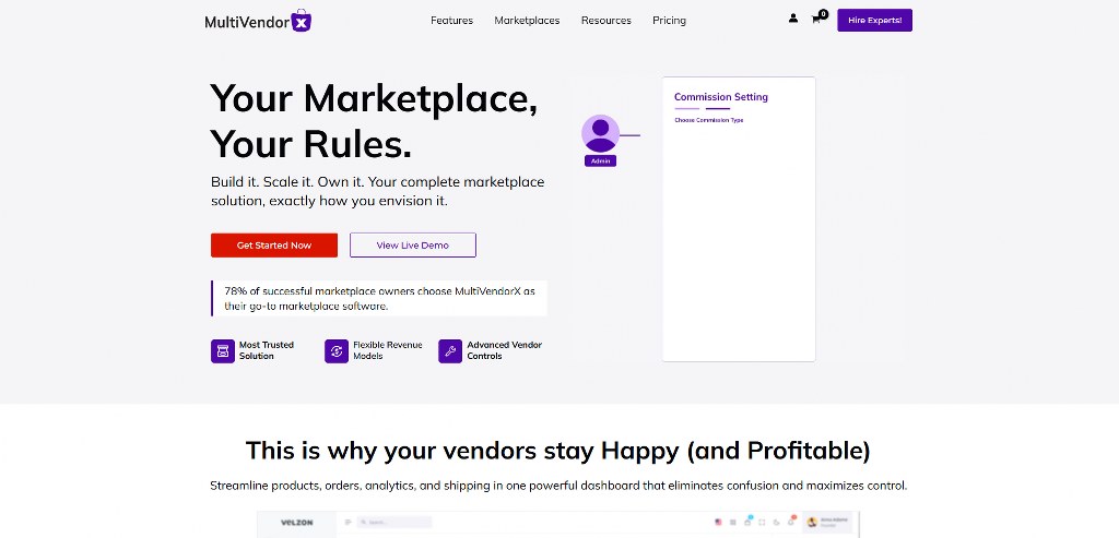 MultiVendorX' website.