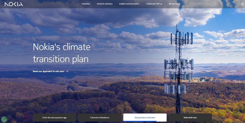 Nokia website homepage.