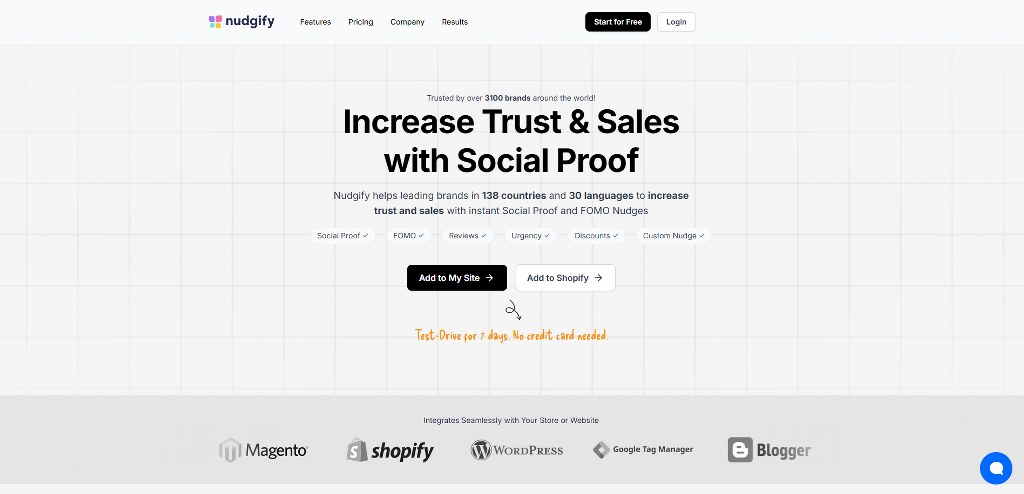 Nudgify's website.