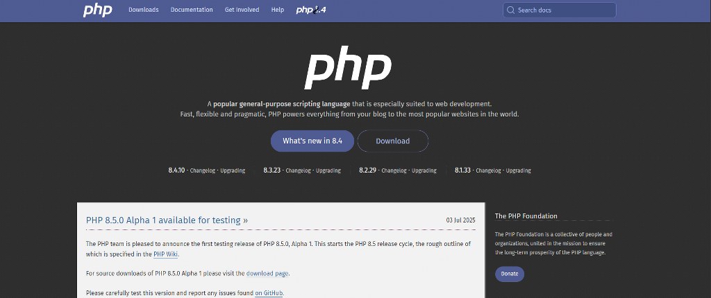PHP's official website