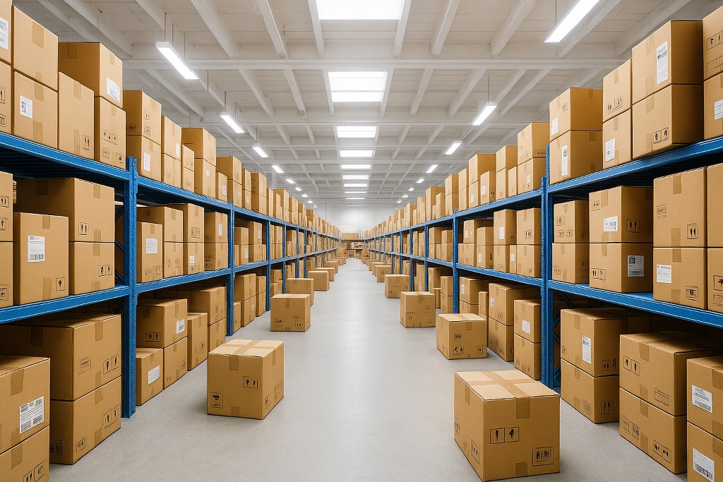 Packages in a dropshipping store.