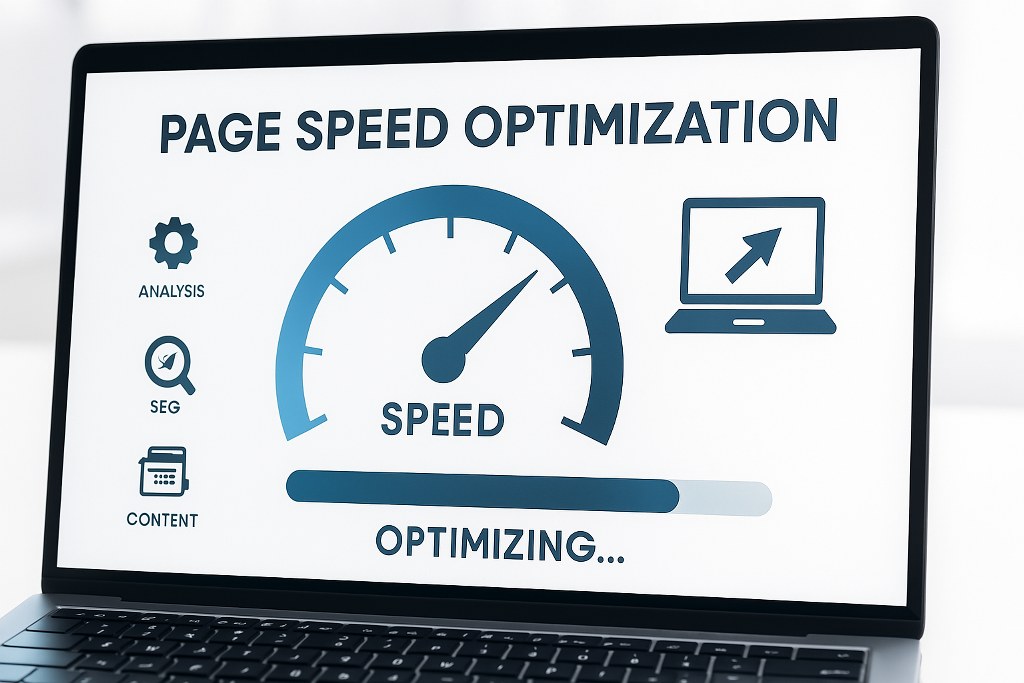 Page speed optimization on a laptop.
