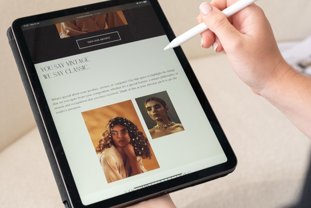 Person using tablet.