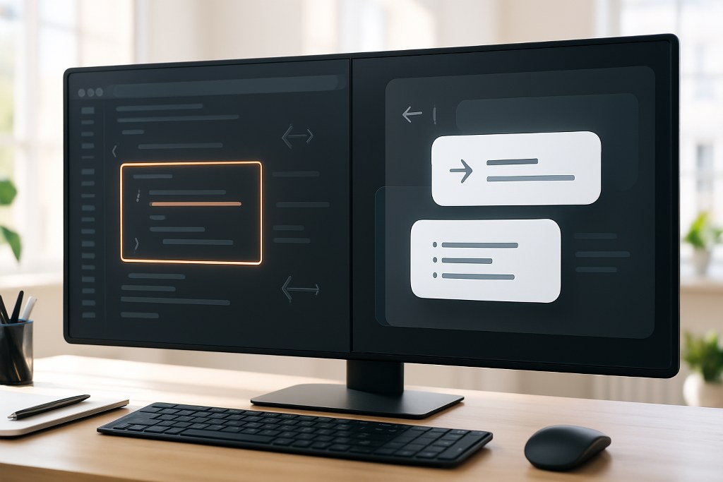 Quick editing - drag and drop features on a monitor.