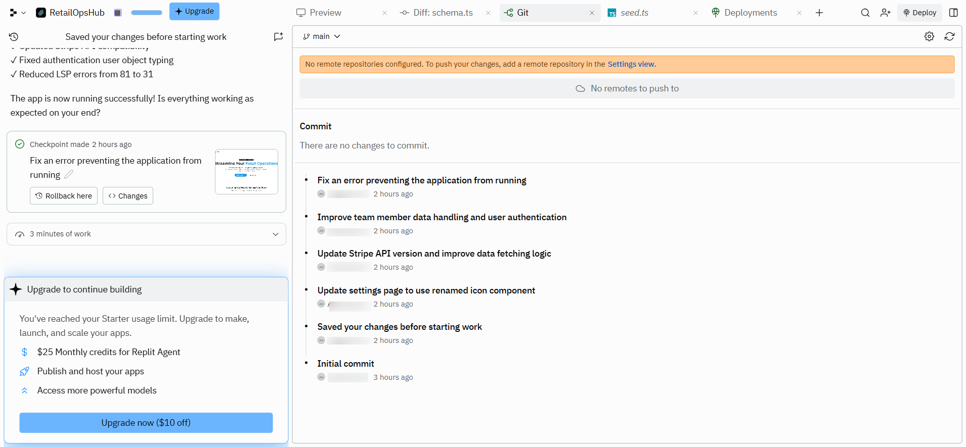 screenshot of Commit