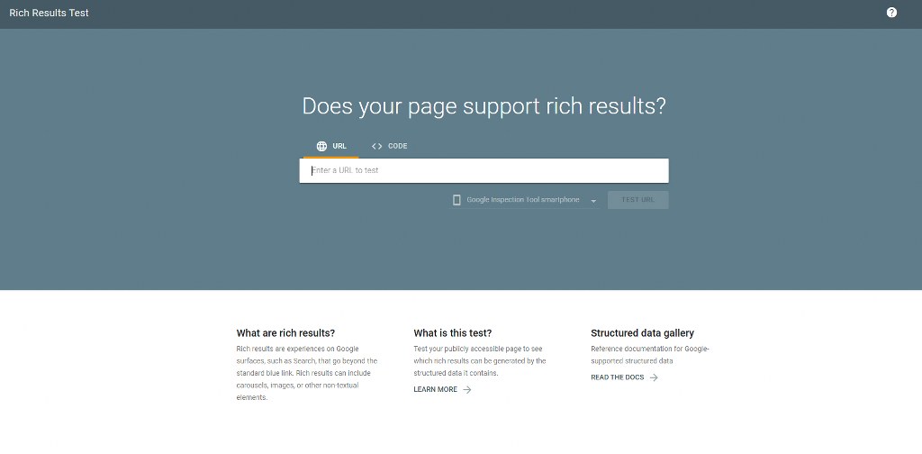 Rich Result Test website.