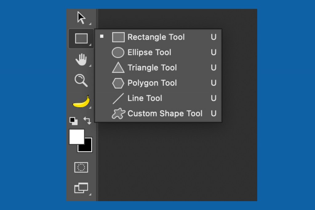 Rounded Rectangle Tool (U) on photoshop.