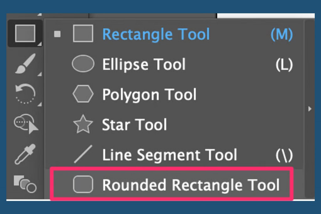 Rounded Rectangle Tool (U) section on photoshop.