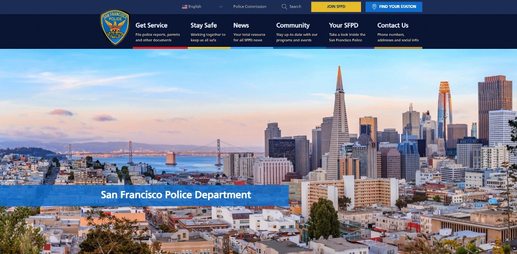 SFPD website homepage.