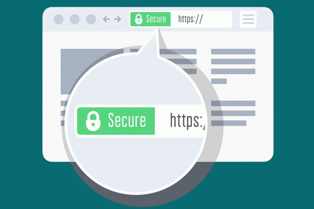 SSL encrypt on website concept.