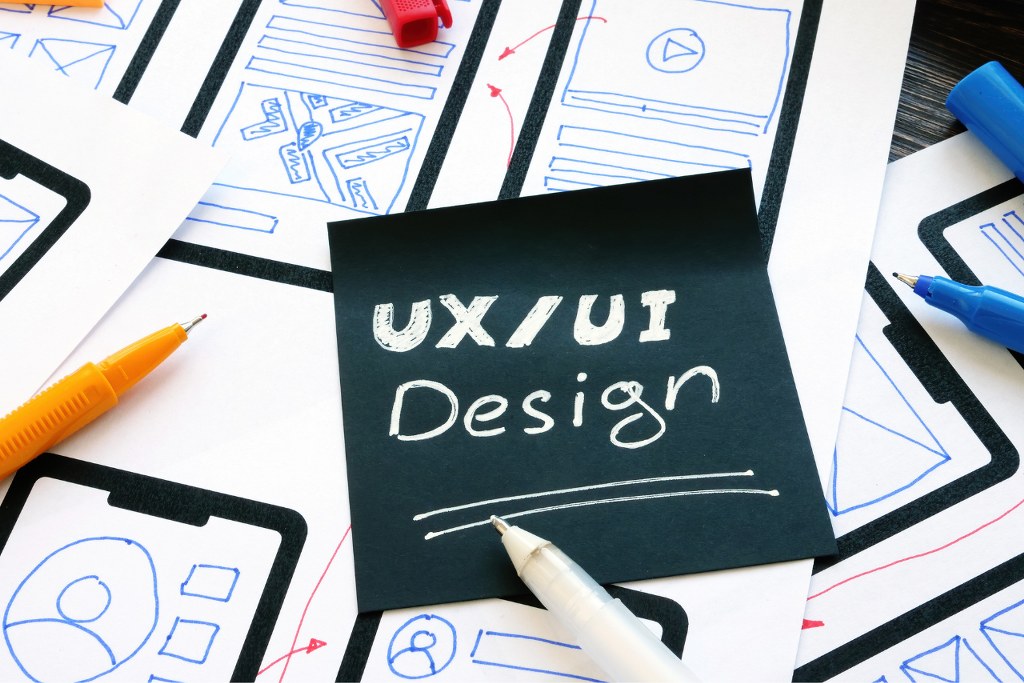 Samples of a mobile web application with UX UI design text.