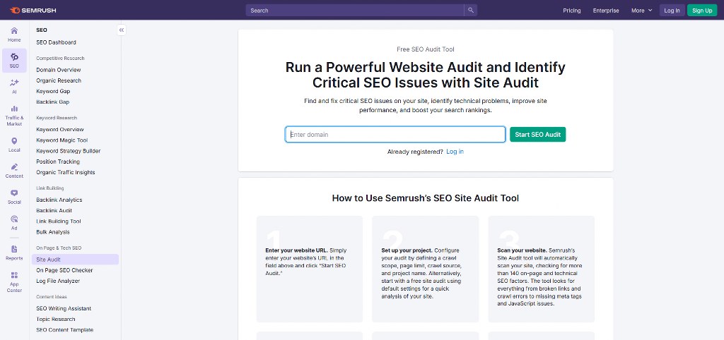 Semrush Site Audit page.