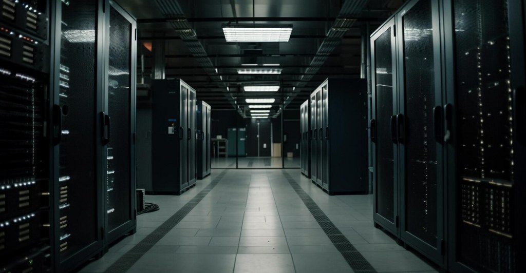 Servers in a server room.