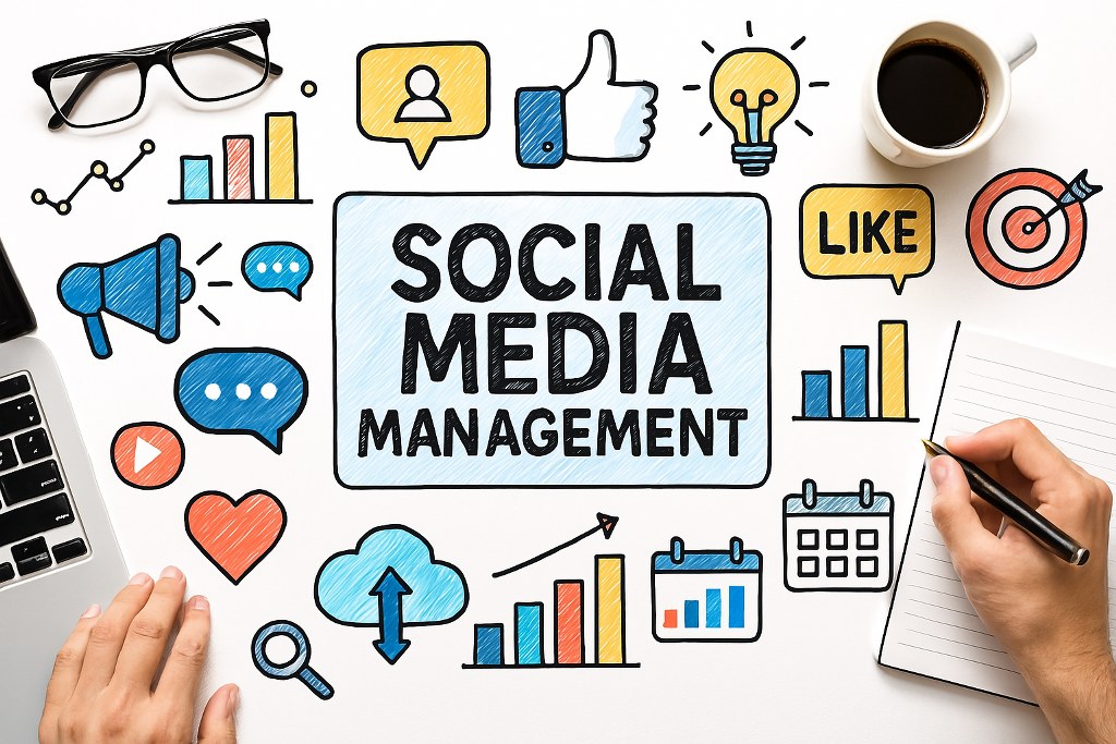 Social media management illustration.