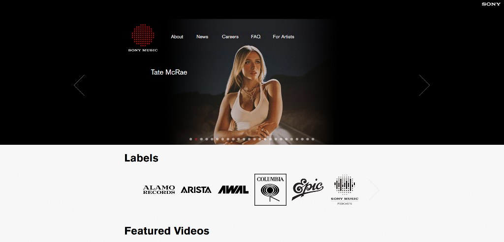 Sony Music's website.