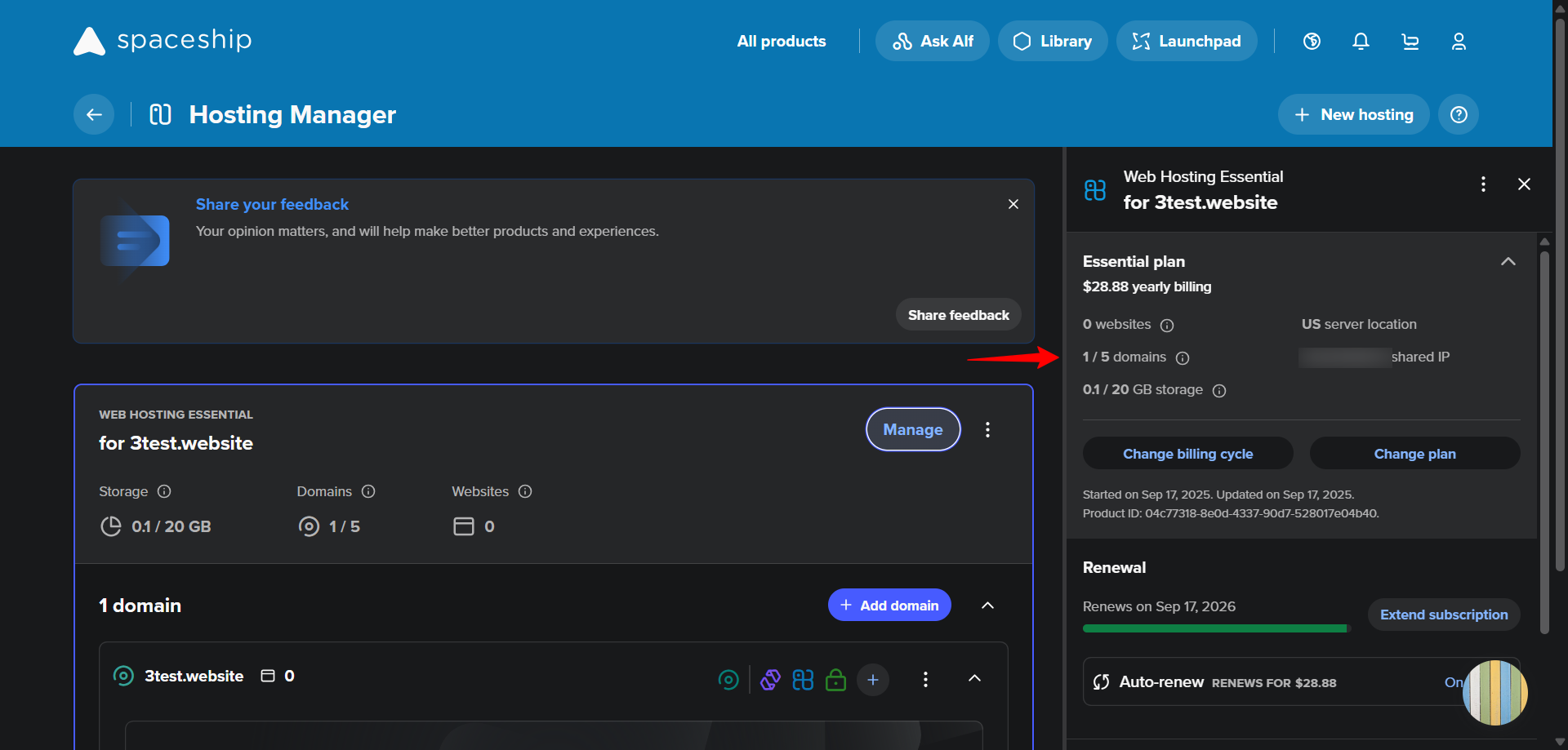 screenshot of right sidebar menu