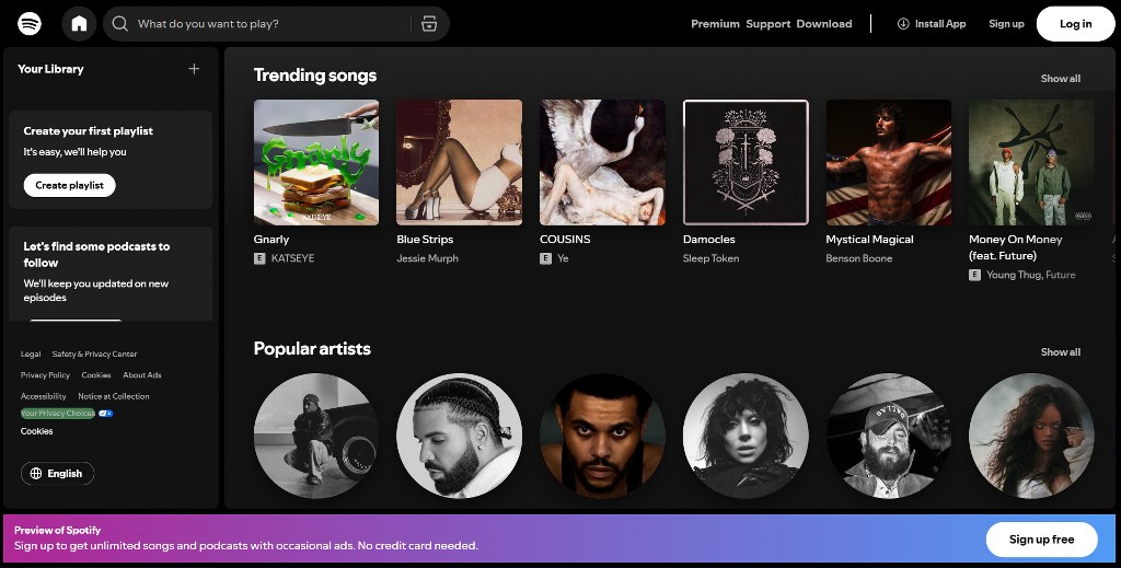 Spotify website.