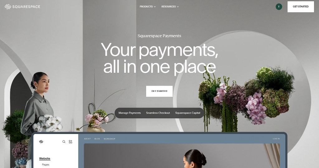 Squarespace payments website.