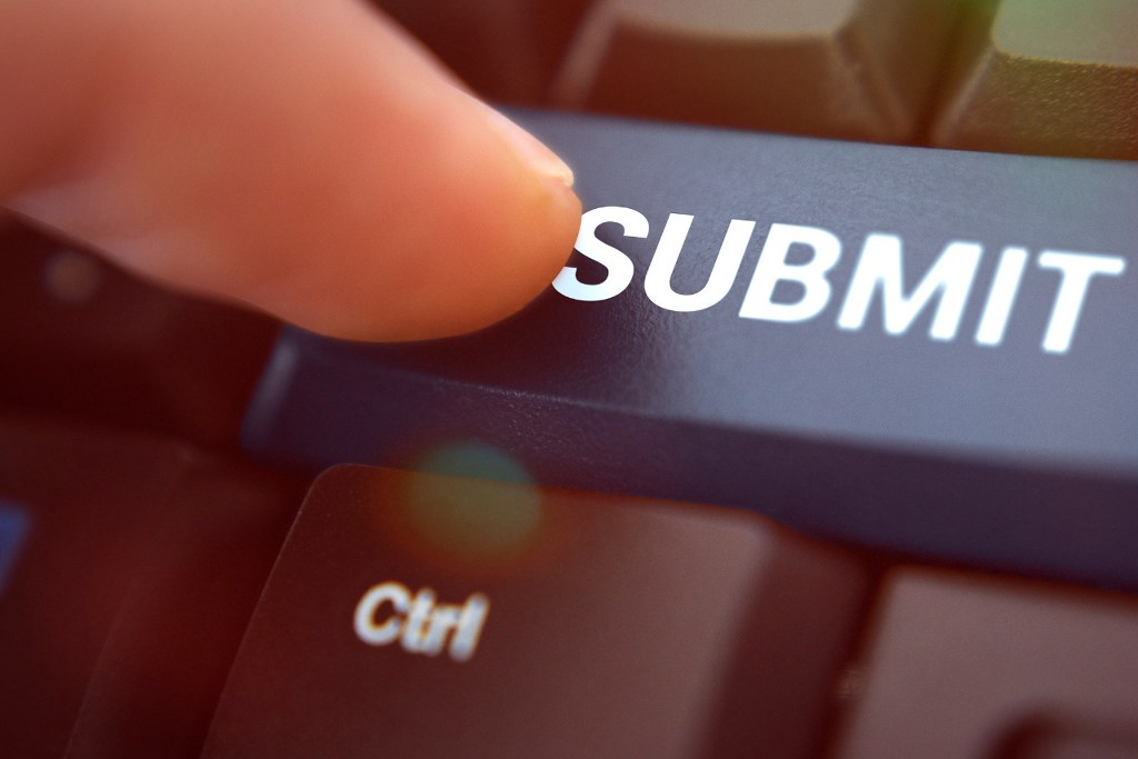 Submit pushing keyboard with finger.