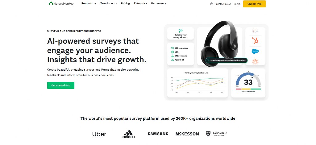 SurveyMonkey's website.